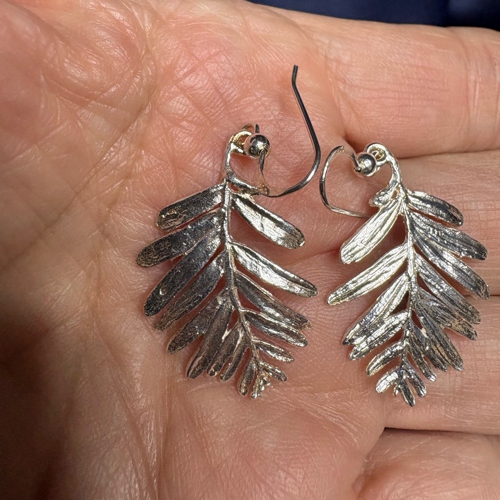 Earrings Chic 925 Solid Sterling Silver Leaf Drop… - image 3